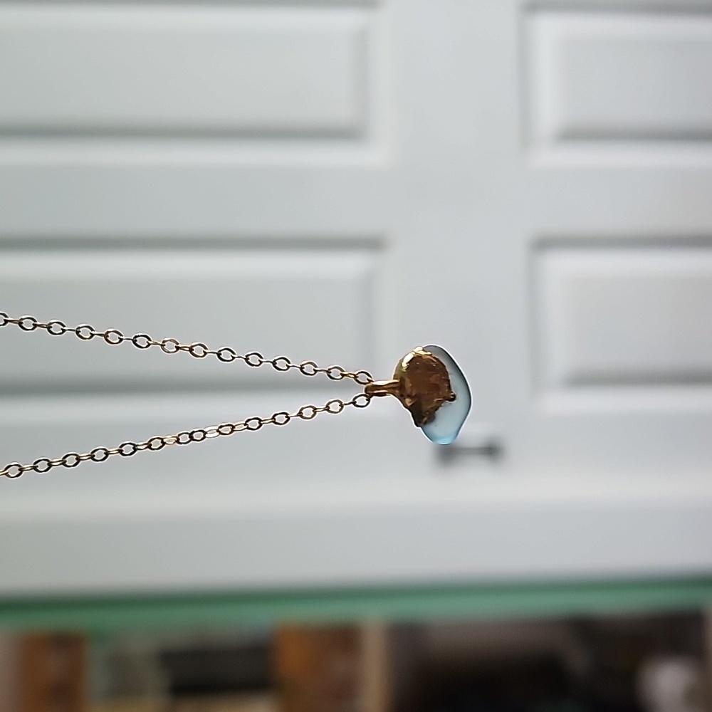 Beautiful sea glass electroplated necklace